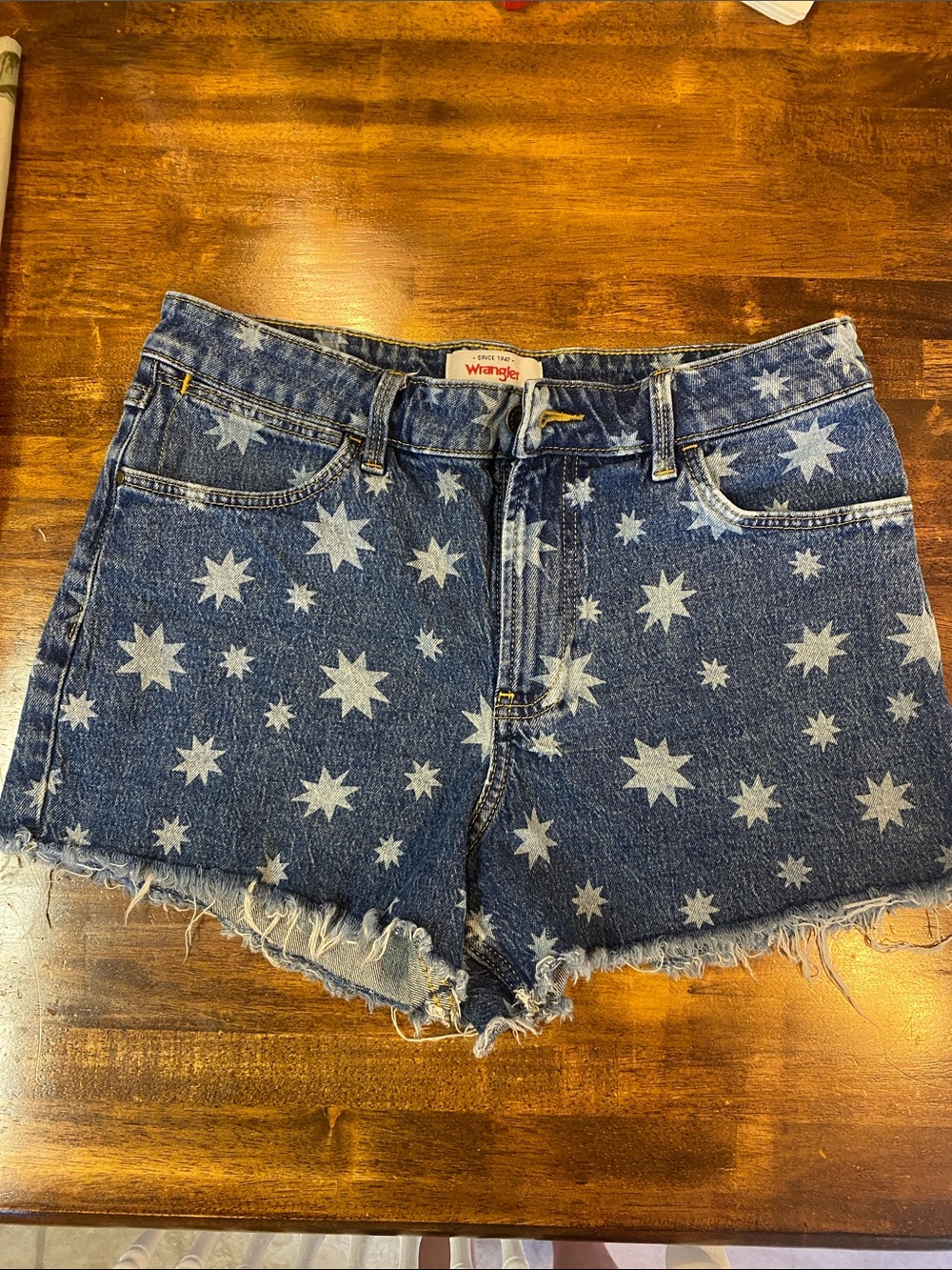 Wrangler Blue Star-Print Denim Cutoff Shorts